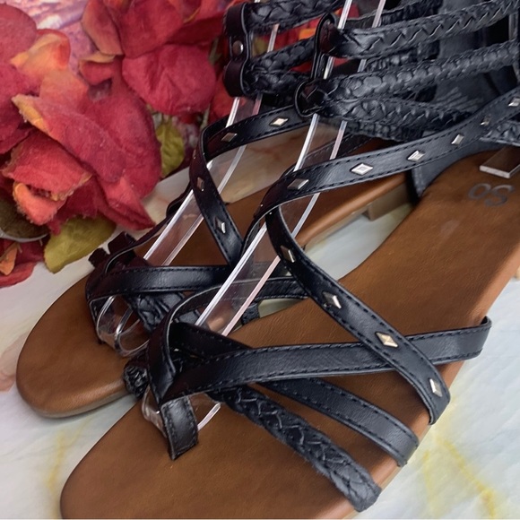 SO Black Silver Stud Gladiator Sandals - Picture 4 of 13